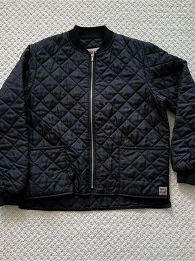 Men's Black Quilted Puffer Jacket with Front Zip